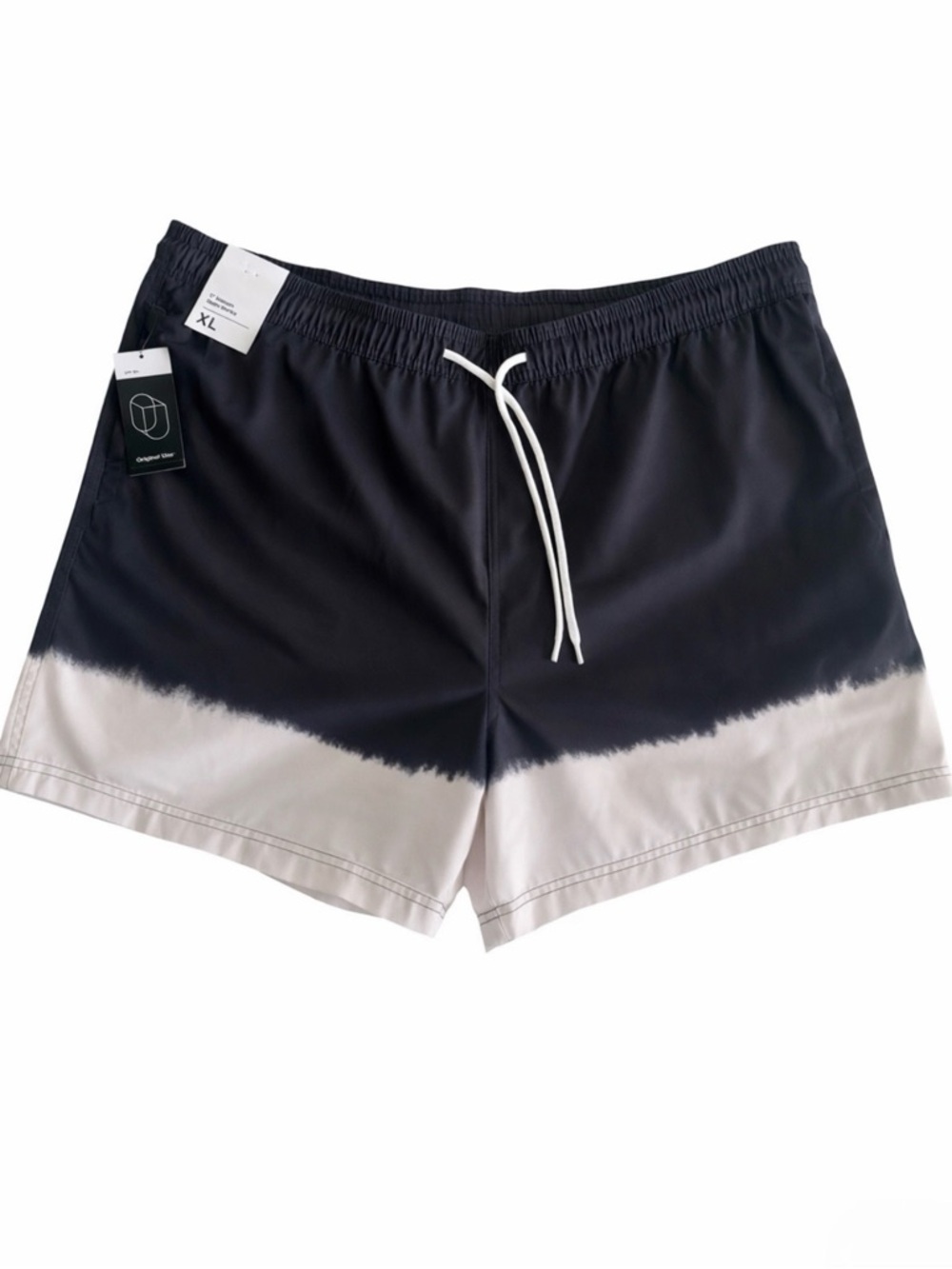 Mens Gray Ombre Swim Shorts 5" Recycled Swim Trunks Pool Beach Mesh Liner Sz XL